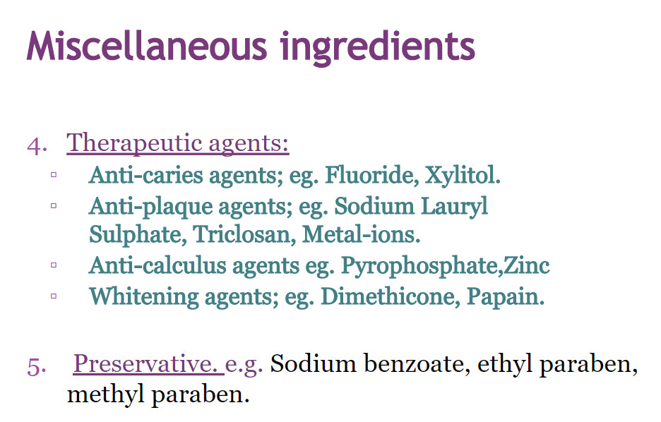 miscellaneous ingredients in mouthwash 2