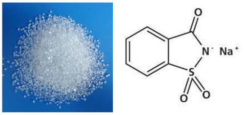 Sodium saccharin is an artificial sweetener with effectively no food energy that is about 300 400 times as sweet as sucrose but has a bitter or metallic aftertaste, especially at high concentrations